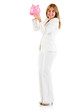 Business woman with piggybank