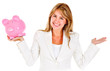 Businesswoman holding a piggybank