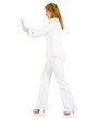 Businesswoman pushing something