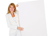 Businesswoman with banner