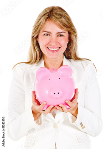 Photo: Business woman saving Business woman saving