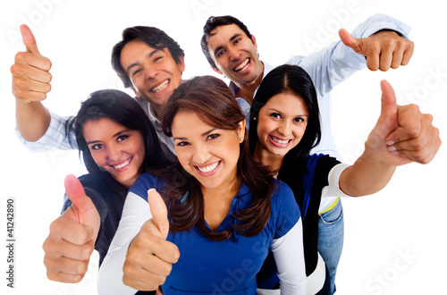 Friends with thumbs up