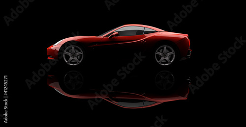 Illustration: roter sportwagen im studio roter sportwagen im studio