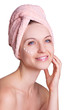 Beautiful woman applying cream