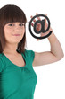 Girl holding an @ sign