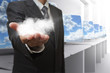 Photo: business man hand shows cloud network concept business man hand shows cloud network concept