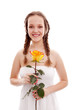 Happy girl with orange flower