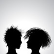 man and woman profiles, abstract vector illustration
