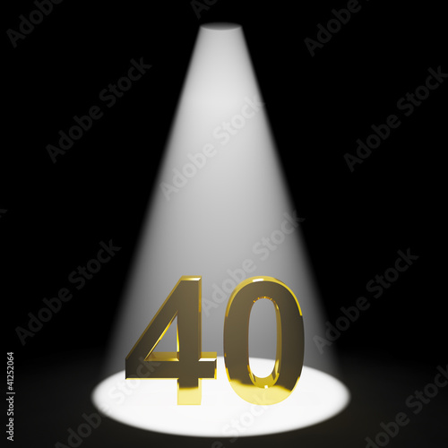 Illustration: Gold 40 Or Forty 3d Number Closeup Representing Anniversary Or B Gold 40 Or Forty 3d Number Closeup Representing Anniversary Or B