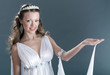 female wearing white dress in antique style  .