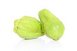 chayote chokos on white background.