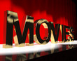 Movies Word On Stage Showing Cinema And Hollywood