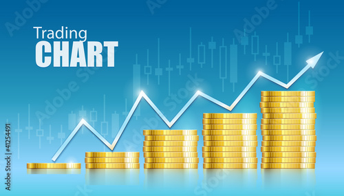 Illustration: trade diagram with golden coins money vector illustration trade diagram with golden coins money vector illustration