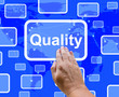 Quality Button On Screen Representing Excellent Service Or Produ