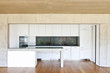 modern concrete house with hardwood floor,  kitchen