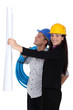 Woman and man builders