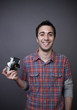 Young man with photo camera