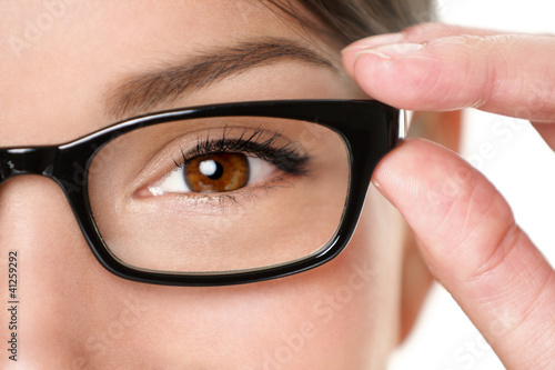 Photo: Glasses eyewear eye closeup Glasses eyewear eye closeup