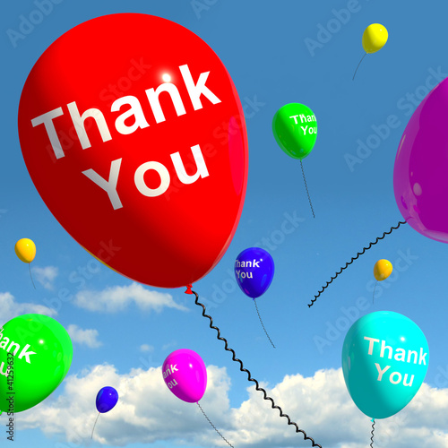 Illustration: Thank You Balloons In The Sky As Online Thanks Message Thank You Balloons In The Sky As Online Thanks Message