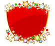 Elegant red shield with stars on white background