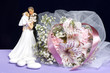 Arrangement with flowers and candy boxes