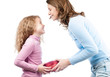 Mother giving present to daughter.