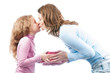 Mother giving present to daughter.