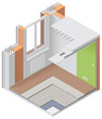 Vector isometric apartment cutaway icon