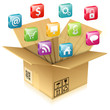 Cardboard Box with Set of Icons