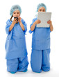 doctors with tablet and phone mobile communication