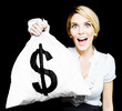 Foto: Euphoric business woman holding unexpected windfall Euphoric business woman holding unexpected windfall
