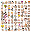 Vektor: People face expression doodle cartoon icons People face expression doodle cartoon icons