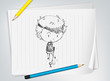 Golfer sketched on paper
