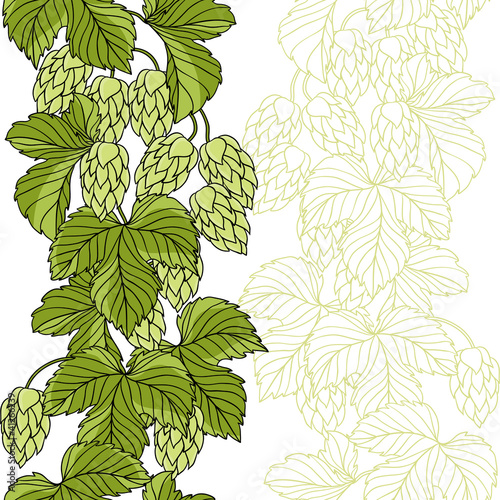 Vector: Hop Ornament On Green Grunge Background, Vector Illustration Hop Ornament On Green Grunge Background, Vector Illustration