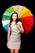 Portrait of young woman with colorful umbrella Portrait of young woman with colorful umbrella
