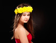 Beautiful woman in flower wreath Beautiful woman in flower wreath