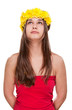 Girl in daisy wreath looking up Girl in daisy wreath looking up