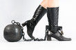 woman's foot with prison ball