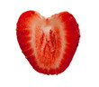 Fresh sliced strawberry in heart shape