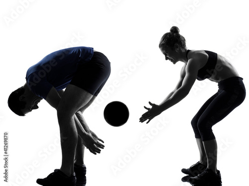 Photo: couple woman man exercising workout couple woman man exercising workout