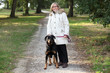 Woman walking dog