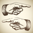 Vector retro Vintage pointing hand