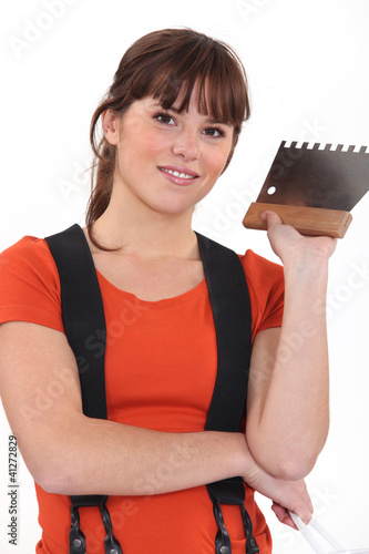 Photo: portrait of young female painter portrait of young female painter