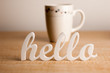 Photo: Hello in Front of Cup Hello in Front of Cup