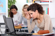 canvas print picture - Three female students with laptops