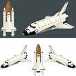 Set of space ship isolated on white. vector