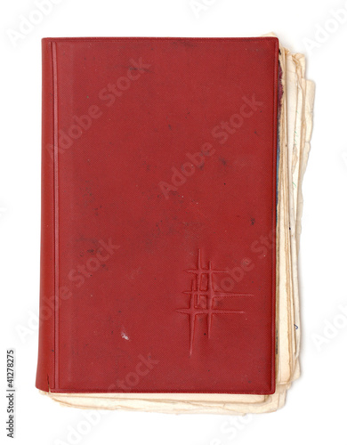 Photo: old dirty red notebook old dirty red notebook
