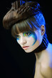 beautiful woman with colorful stylish make-up