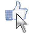the cursor over an icon thumbs up (isolated on white)