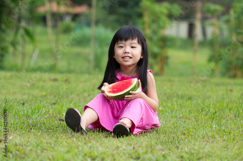 Photo: Happy child with watermelon Happy child with watermelon